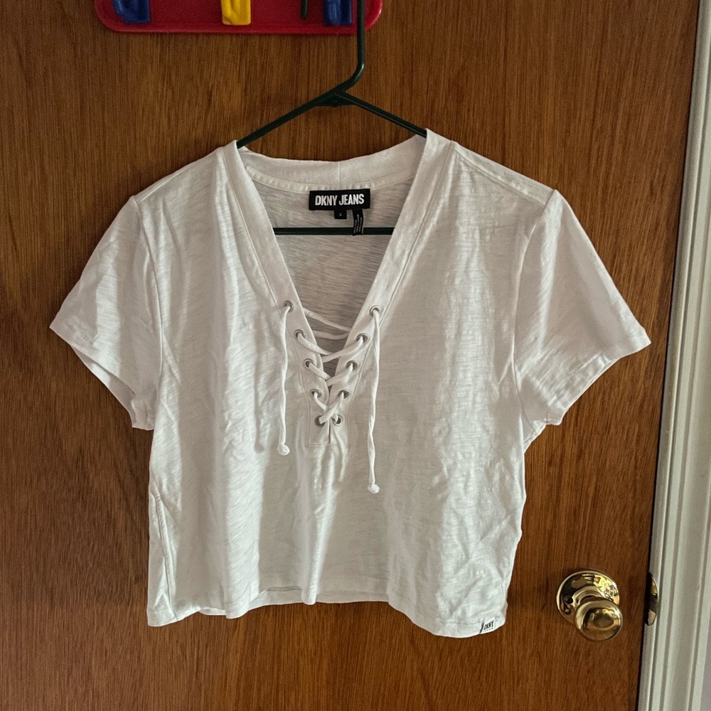 DKNY lace-up cropped top